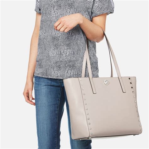 michael kors rivington stud large tote cement